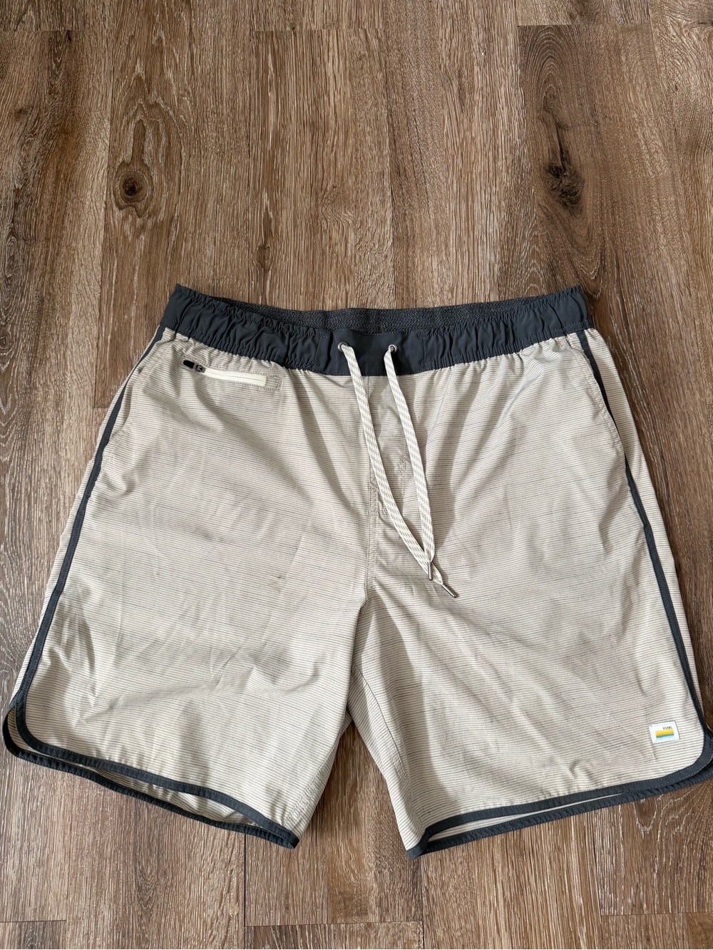 Men's Vuori Light Gray Swim Shorts with Dark Trim